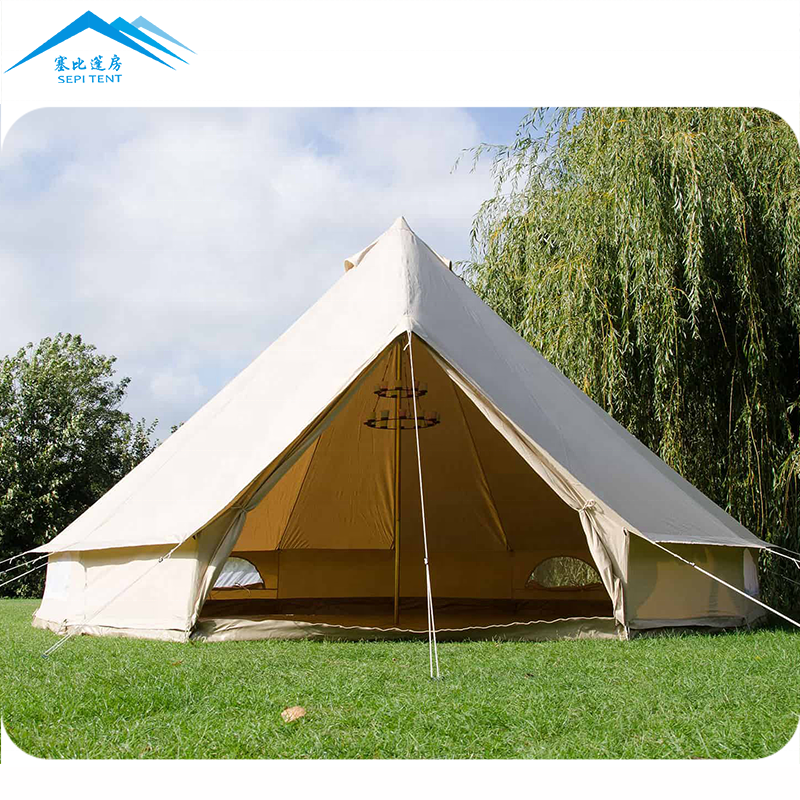 Customized Hotel Brown Waterproof Outdoor Camping Glamping Tent Yurt Luxury Wall 3M 4M Bell End Tent 5M 6M 7M Insulate Boutiquz