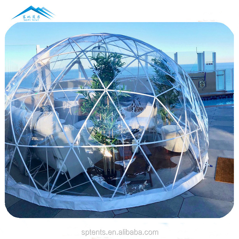 Customized Round Glamping Waterproof Outdoor Transparent Geodesic Sphere Gazebo Plastic Clear Backyard Dome Tent Igloo For Sale