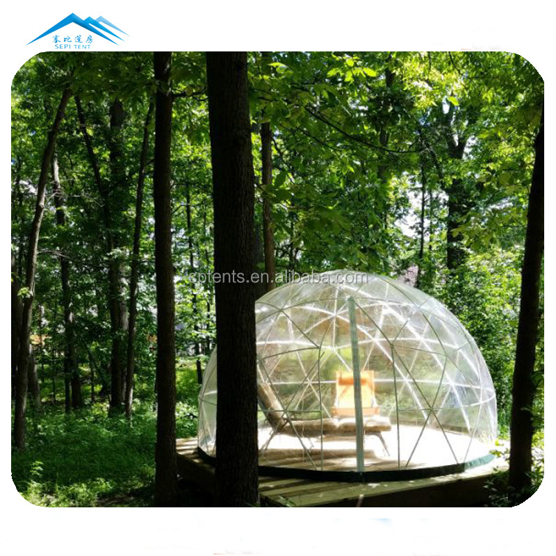 Customized Round Glamping Waterproof Outdoor Transparent Geodesic Sphere Gazebo Plastic Clear Backyard Dome Tent Igloo For Sale