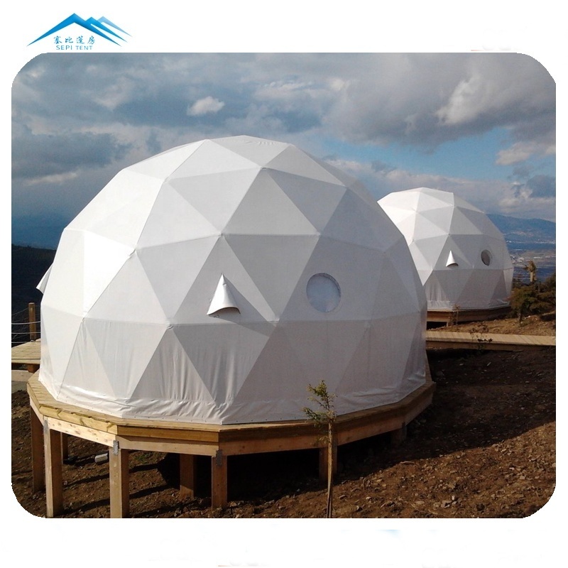 Insulation Four Season Wooden Outdoor Camping PVC Geodesic Half Sphere Glamping Luxury Dome Shaped Tents Wind Resist With Price