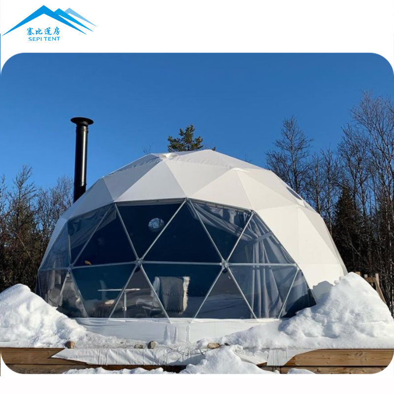 Luxury hotel waterproof geodesic dome kit glamping 6m dome tents house