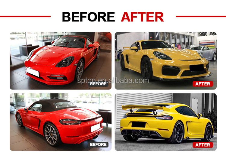 carbon fiber front lip rear diffuser fiberglass spoiler wing GT4 style Body Kit for PORSCHE Cayman Boxster 718