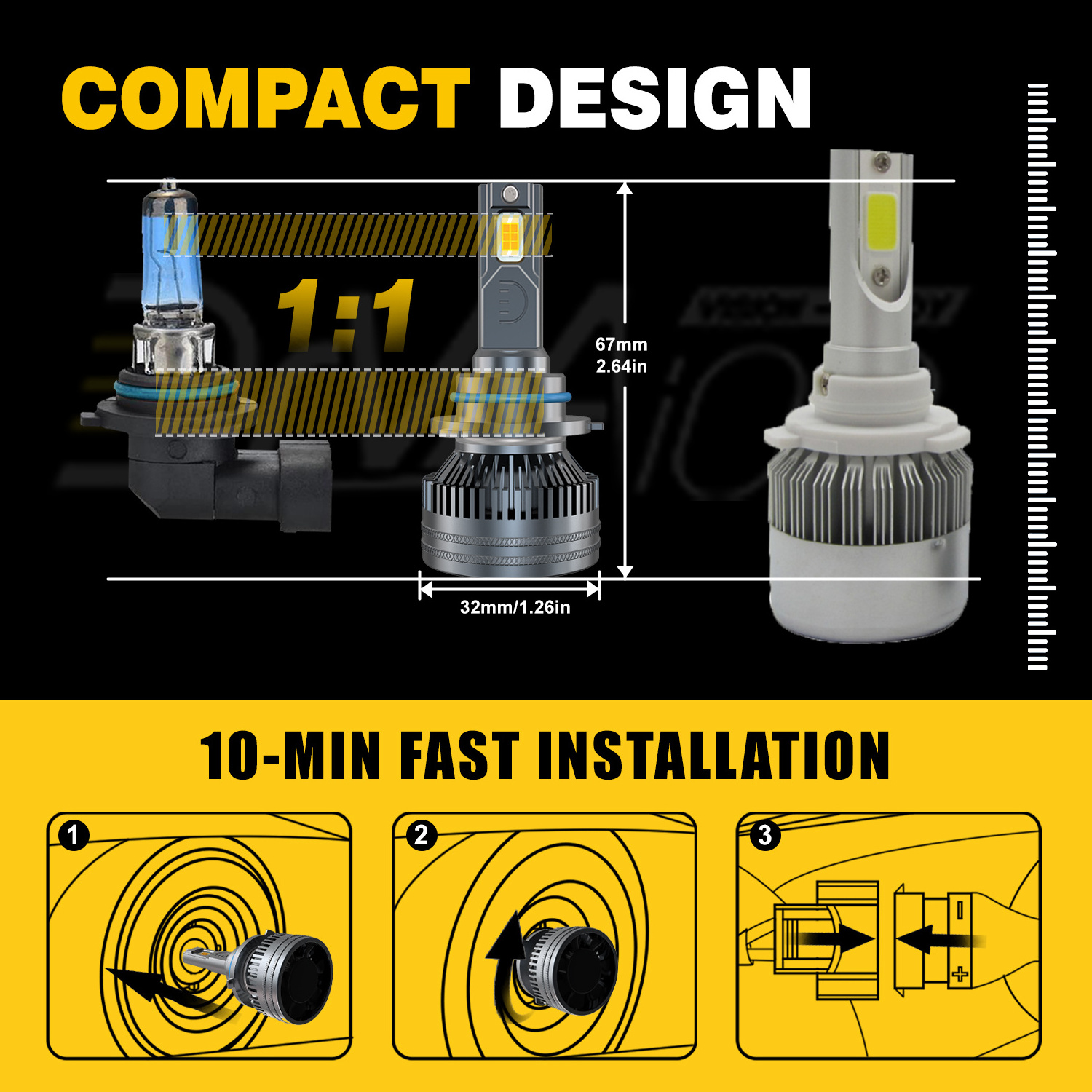 New automotive LED headlamp headlamp 9006/HB4 high-power spotlight headlamp general high and low beam