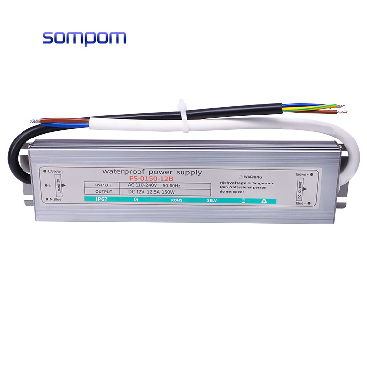 SOMPOM 12V 150W Slim LED Power Supply/Outdoor LED Billboard Light Box Thin Waterproof Switching Power Supply 12V LED Driver 150W