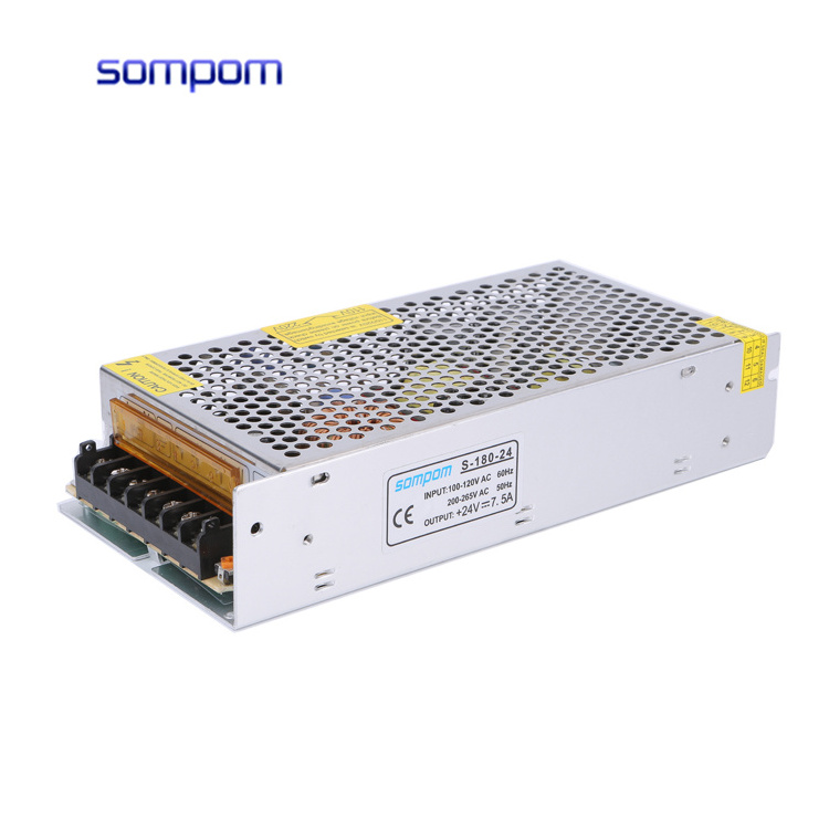 Sompom OEM ODM High Reliability Metal Case AC to 24VDC 7.5A Power Supply 180W Switching Power Supply