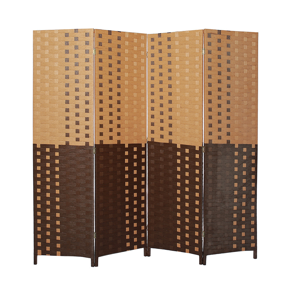 spyro 4 Panel Room Divider, Handmade Rattan Room Dividers, Portable Wood Room Separators Divider