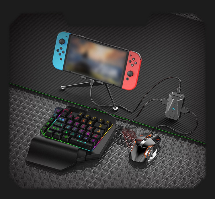 Mechanical Wired LED One Hand Gaming Keyboard And Mouse Combo With Keyboard Mouse Converter For XBox PS5 PS4 PS3 Switch