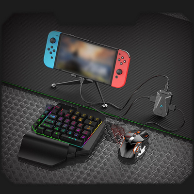 Mechanical Wired LED One Hand Gaming Keyboard And Mouse Combo With Keyboard Mouse Converter For XBox PS5 PS4 PS3 Switch