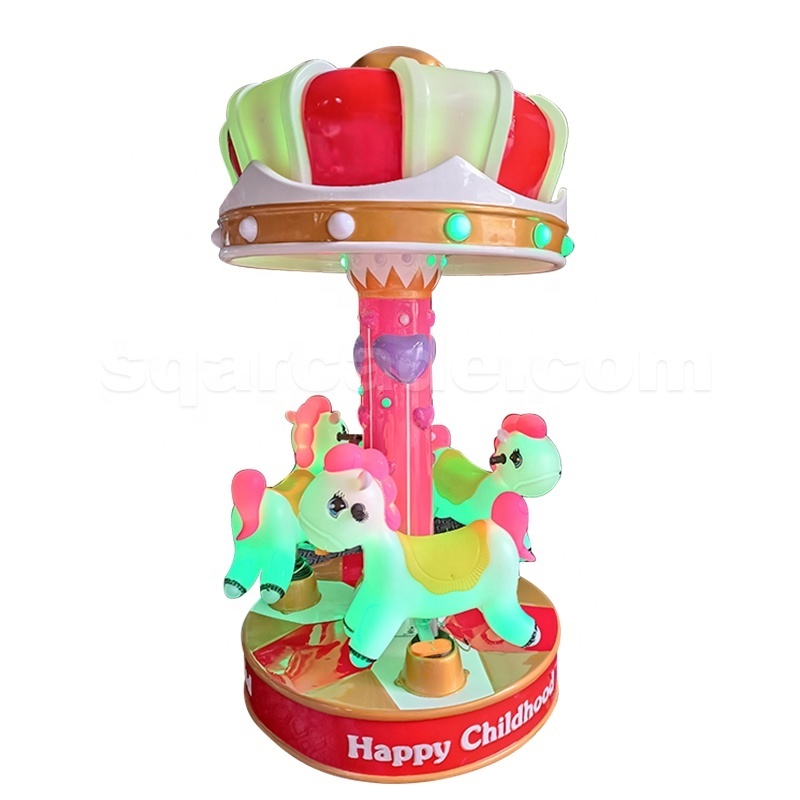 Coin-operated 3-person carousel rides amusement park kids ride on mini carousel Merry Go Round