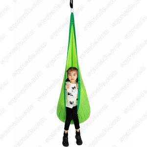 Outdoor kids pod swing chair sensory pocket hanging swing for kids seat hammock chair with inflatable pillow