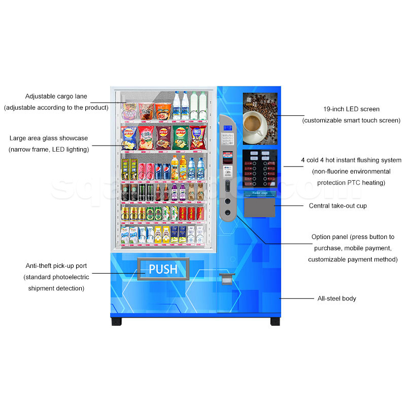 For Shopp Cold Drinks Trolling Equipment Coffee Food Trailer Van Snack Vending Machine