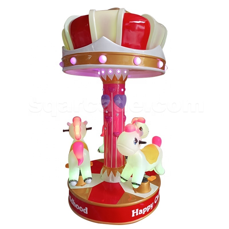 Coin-operated 3-person carousel rides amusement park kids ride on mini carousel Merry Go Round