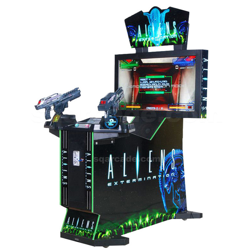 42 inch LCD simulator video gun game with pedal arcade kids aliens shooting game machine