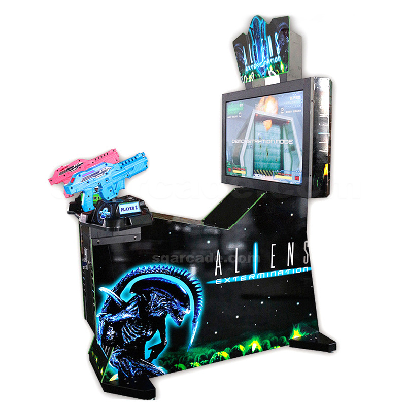 42 inch LCD simulator video gun game with pedal arcade kids aliens shooting game machine