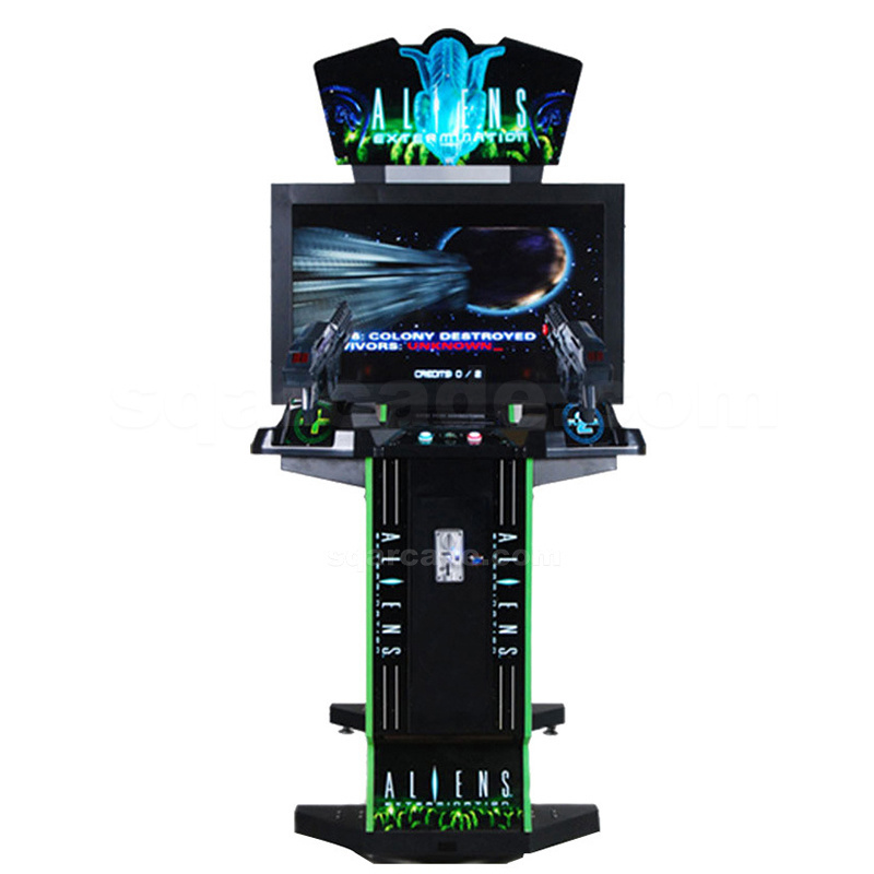 42 inch LCD simulator video gun game with pedal arcade kids aliens shooting game machine