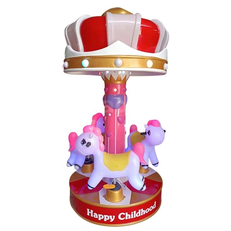 Coin-operated 3-person carousel rides amusement park kids ride on mini carousel Merry Go Round