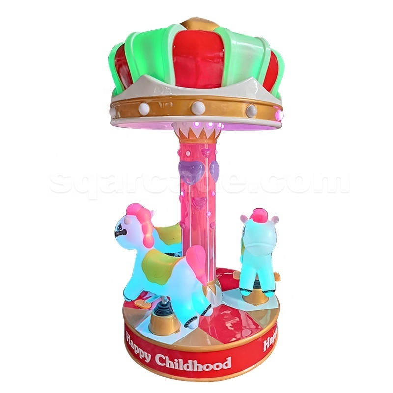 Coin-operated 3-person carousel rides amusement park kids ride on mini carousel Merry Go Round