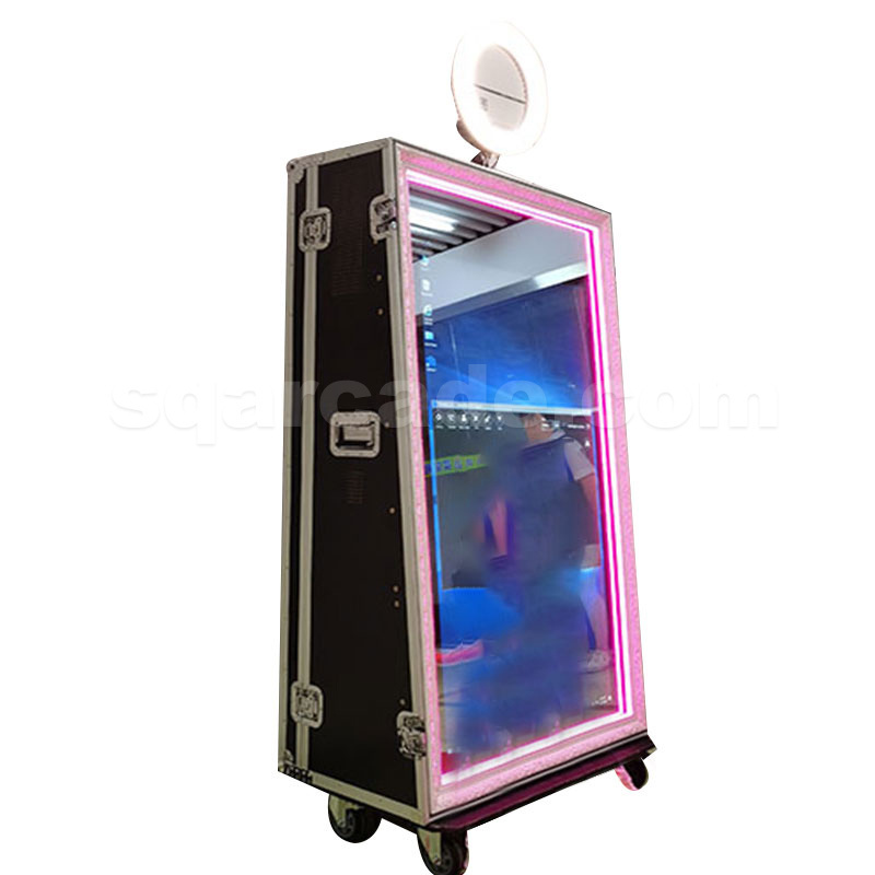 Portable Wedding Vogue Augmented Reality Selfie Magic Mirror Photo Booth Shell Kiosk Machine Led Frame Enclosure