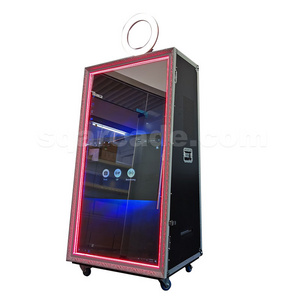 Portable Wedding Vogue Augmented Reality Selfie Magic Mirror Photo Booth Shell Kiosk Machine Led Frame Enclosure