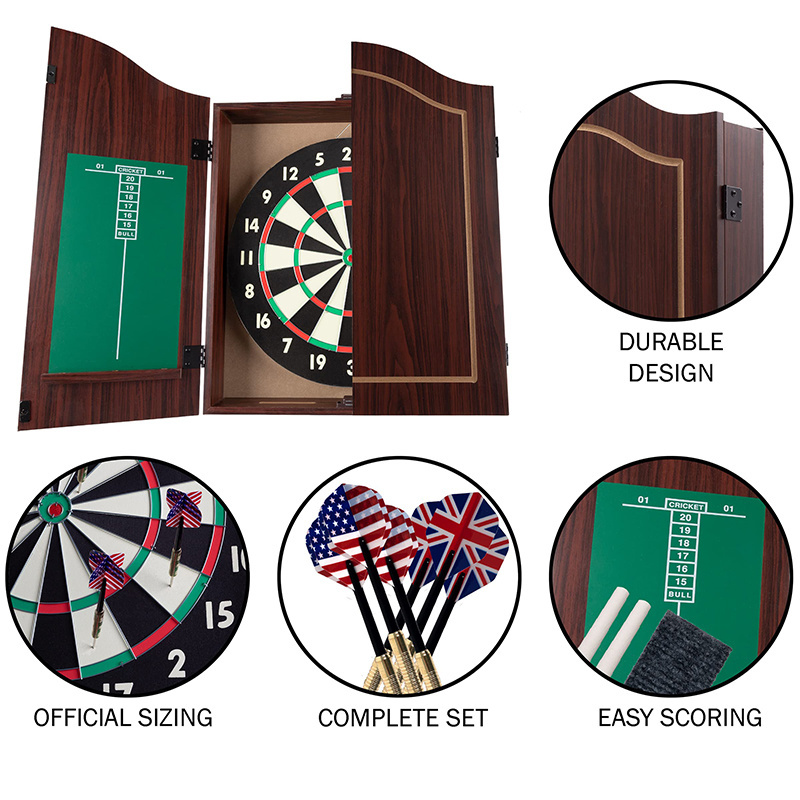 Indoor Game Unique Solid Wood Dartboard Cabinet for Paper Dart Board And Sisal Bristle target shooting Dart board