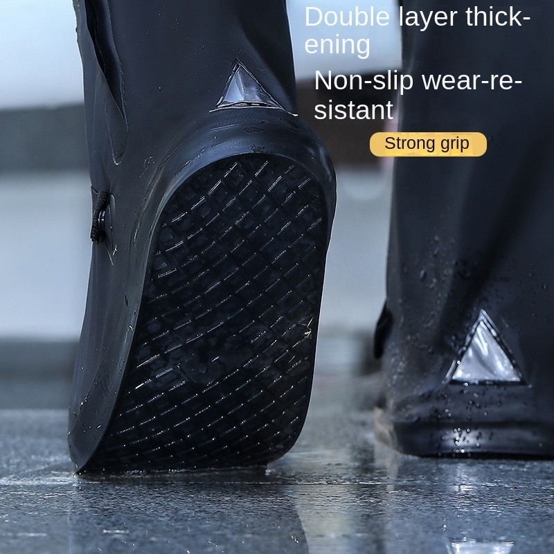 Men's Thickened Black Mid Tube Shoe Cover Waterproof and Anti-Slip for Outdoor Hiking Cycling Winter Rain Boots Made in China