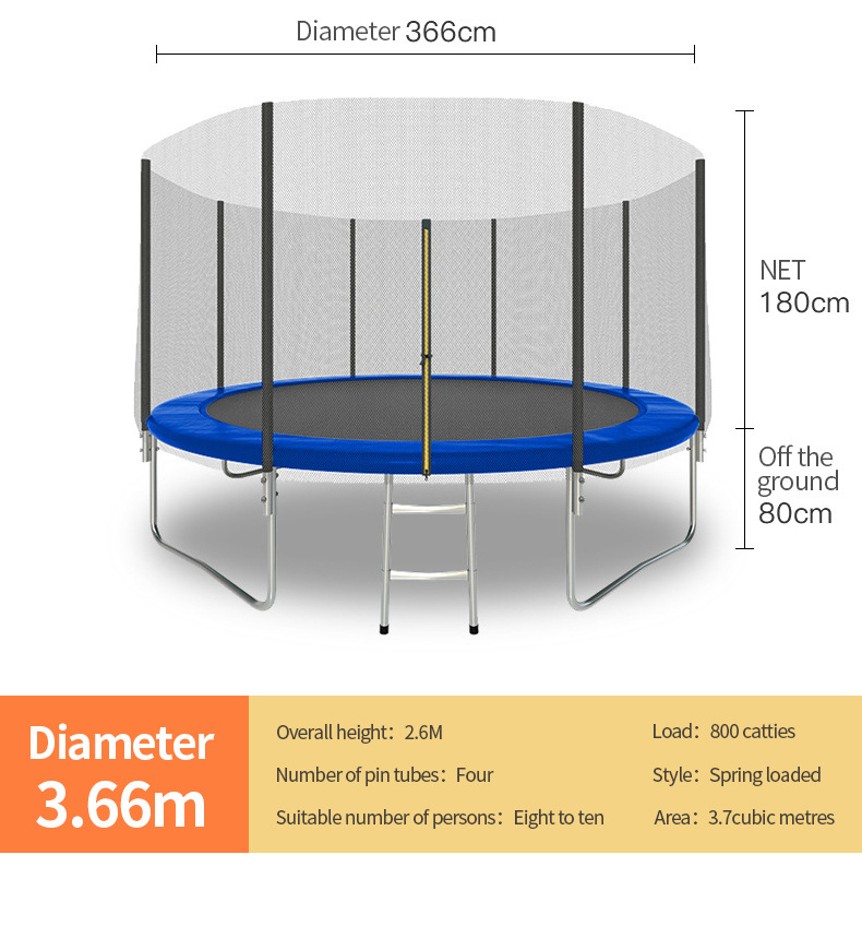 Kids Garden Round Large Trampoline With Enclosure Net Commercial Easy To Assemble With Safety Cover