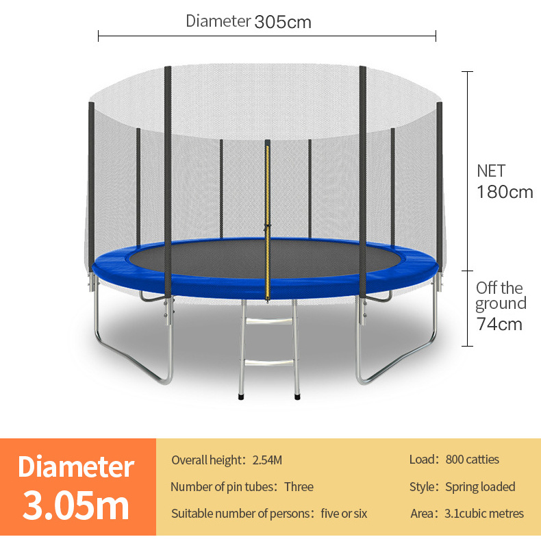 Kids Garden Round Large Trampoline With Enclosure Net Commercial Easy To Assemble With Safety Cover