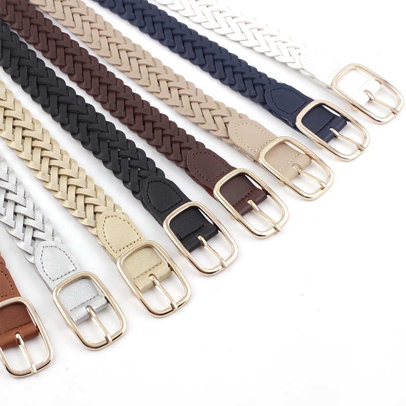 Wholesale Women's Belt Luxury Weave Women's Dress Belt Alloy Buckles For Women's Belt