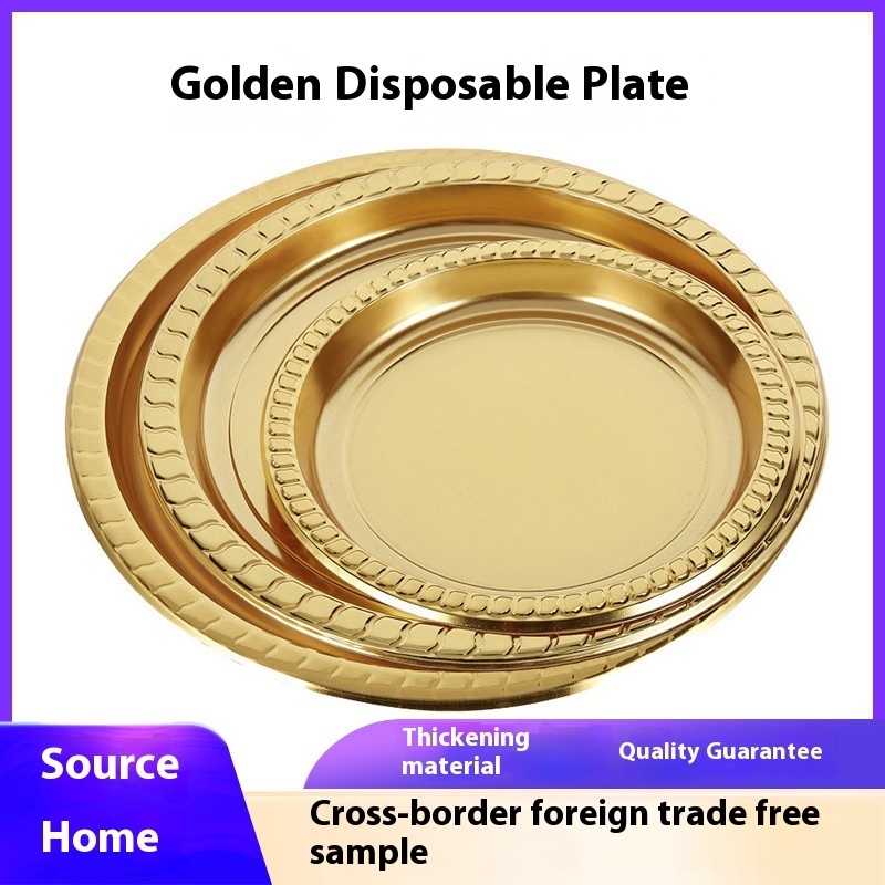 custom bread steak roast chicken 7  9 10 inch cheap round disposable plastic gold party dinner plate