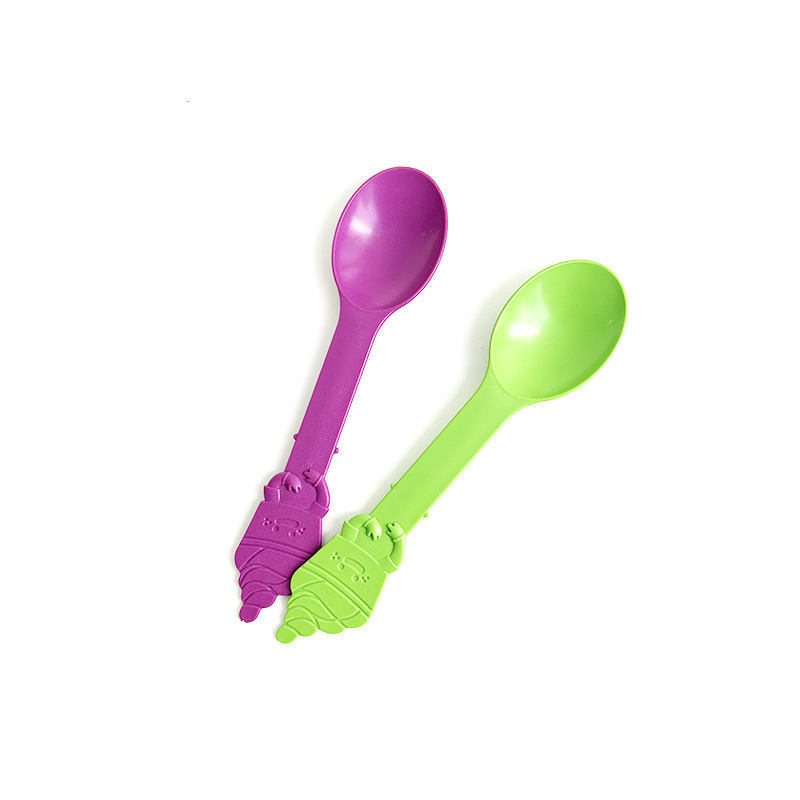 Custom Disposable 100% Compostable Corn Starch 6 Inch Icecream Spoon Plastic Mini Yogurt Ice Cream Scoop Cheese Spoon