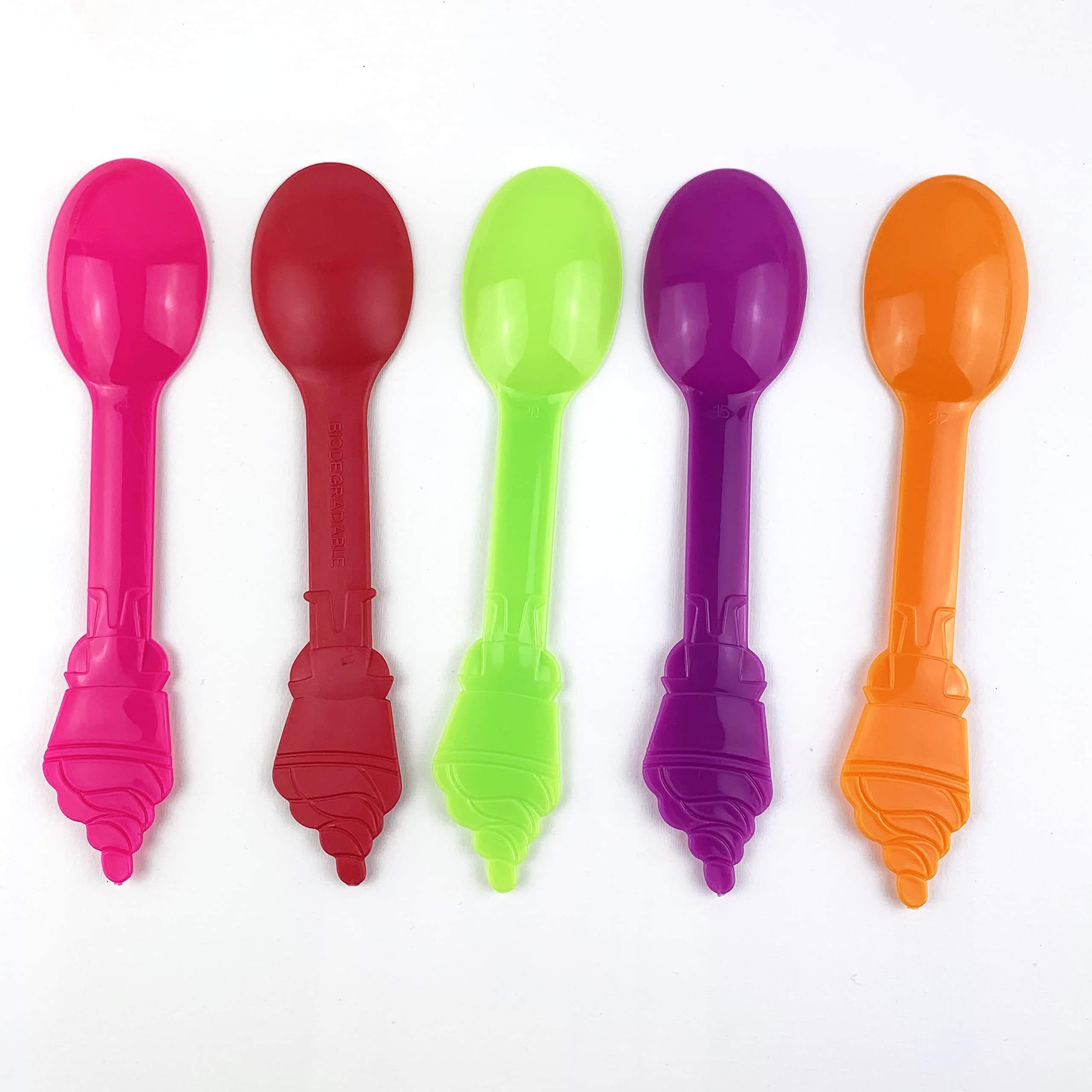 Custom Disposable 100% Compostable Corn Starch 6 Inch Icecream Spoon Plastic Mini Yogurt Ice Cream Scoop Cheese Spoon