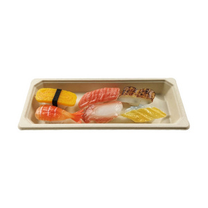 Restaurant Supplies Biodegradable Small Disposable Sugarcane Dinner Sashimi Paper Plates With Lid