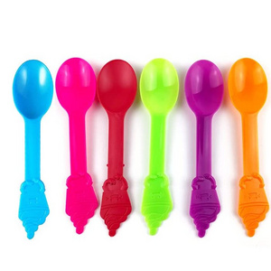 Custom Disposable 100% Compostable Corn Starch 6 Inch Icecream Spoon Plastic Mini Yogurt Ice Cream Scoop Cheese Spoon