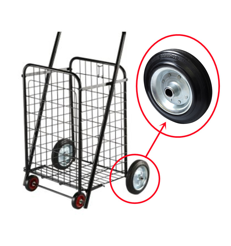 SQ custom Caster 3/4/5/6/8/10 Inch Steel Core Black Solid Rubber wheel for Trolley cart