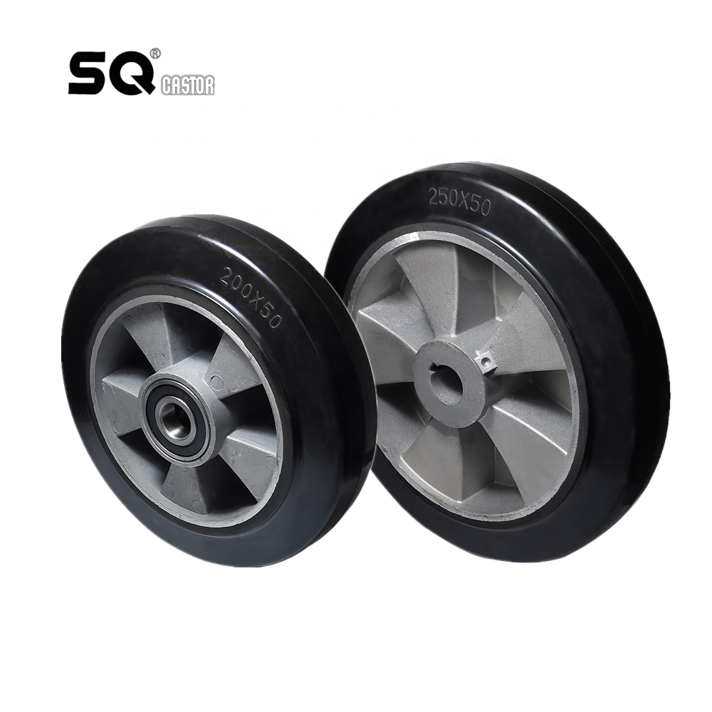 SQ Caster 10 inch hand trucks replacement wheels Solid Rubber Wheel with keyway