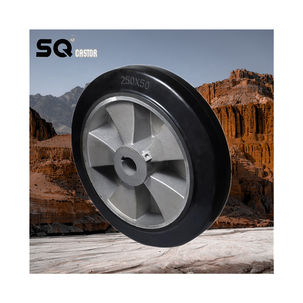 SQ Caster 10 inch hand trucks replacement wheels Solid Rubber Wheel with keyway