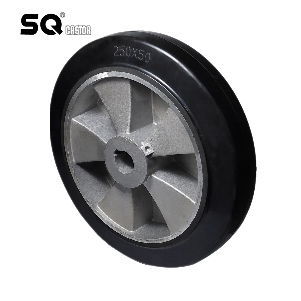 SQ Caster 10 inch hand trucks replacement wheels Solid Rubber Wheel with keyway