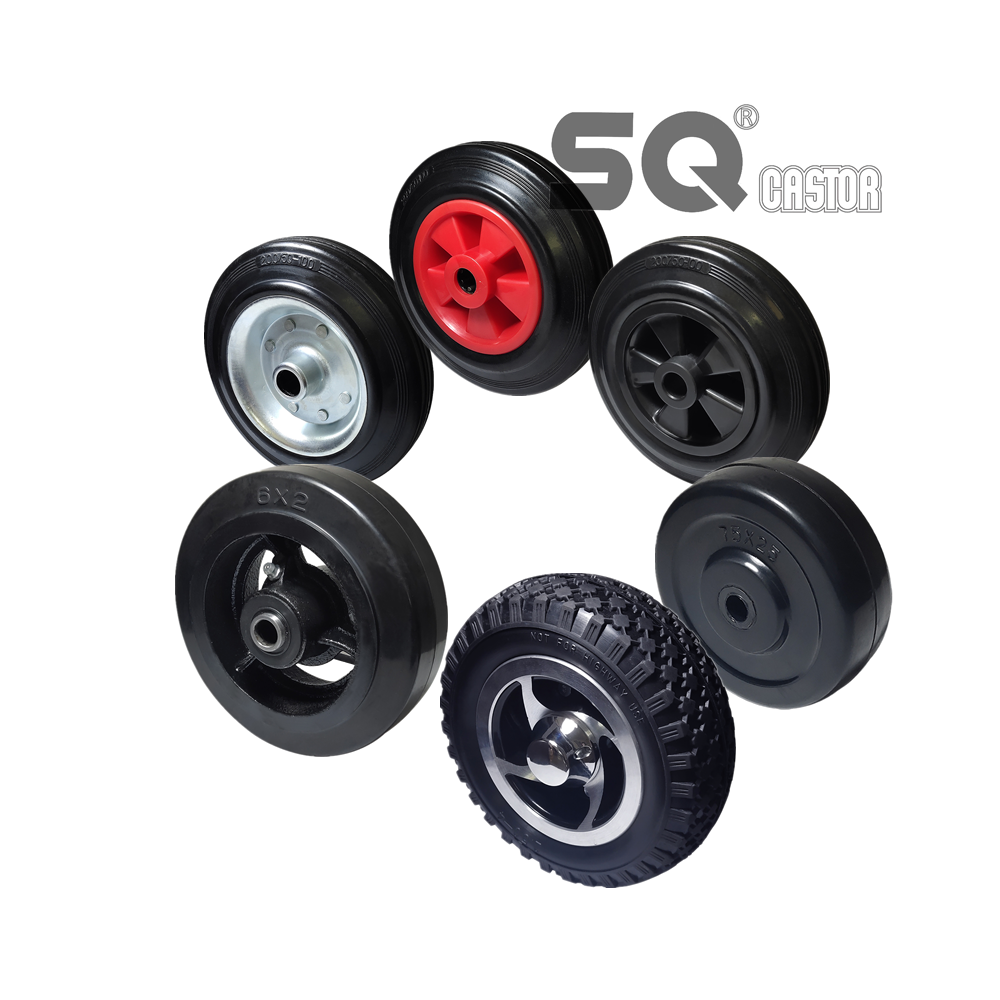 SQ Durable customized rueda de 3 4 5 6 8 10 inch plastic TPR PU PVC Rubber cart wheels heavy duty hand trolley caster