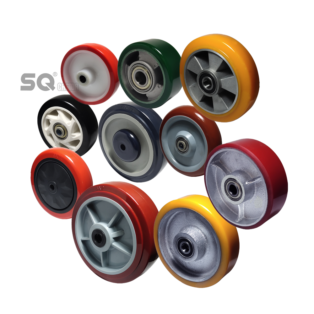 SQ Durable customized rueda de 3 4 5 6 8 10 inch plastic TPR PU PVC Rubber cart wheels heavy duty hand trolley caster