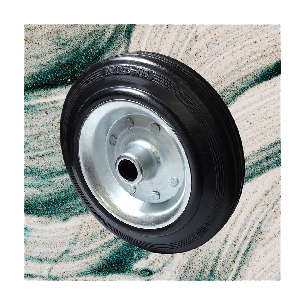 Wholesale Industrial 10 Inch Solid Rubber Caster Wheels steel disc 4 5 6 8 10 Inch wheel with black rubber tyre