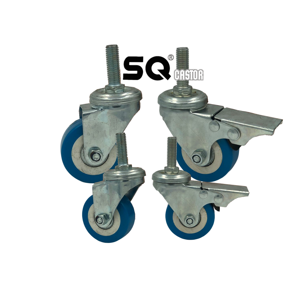 SQ 1.5inch 2 inch PVC swivel stem caster wheel with brake for furniture office chair