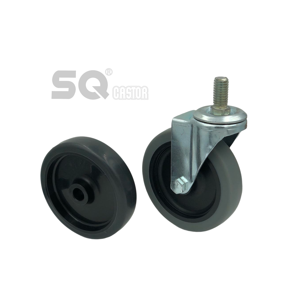 SQ 2 3 4Inch TPR Swivel Light Duty Industrial Caster Food Cart Caster Wheels small size PP Plate Casters for sevice cart