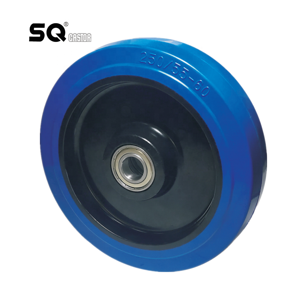 SQ Castor Manufacturer Wheels and Castors Blue Rubber Tyre on Polyamide Wheel Rim