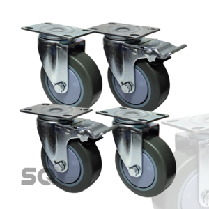 American Style 3 Inch Swivel Top Plate Grey Pu Casters Wheel With Double Ball Bearing 75mm Swivel Plastic Casters