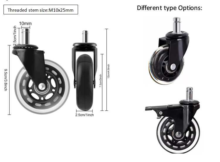 Good Price Furniture Office Chair 3 inch Transparent PU Swivel Caster Wheels