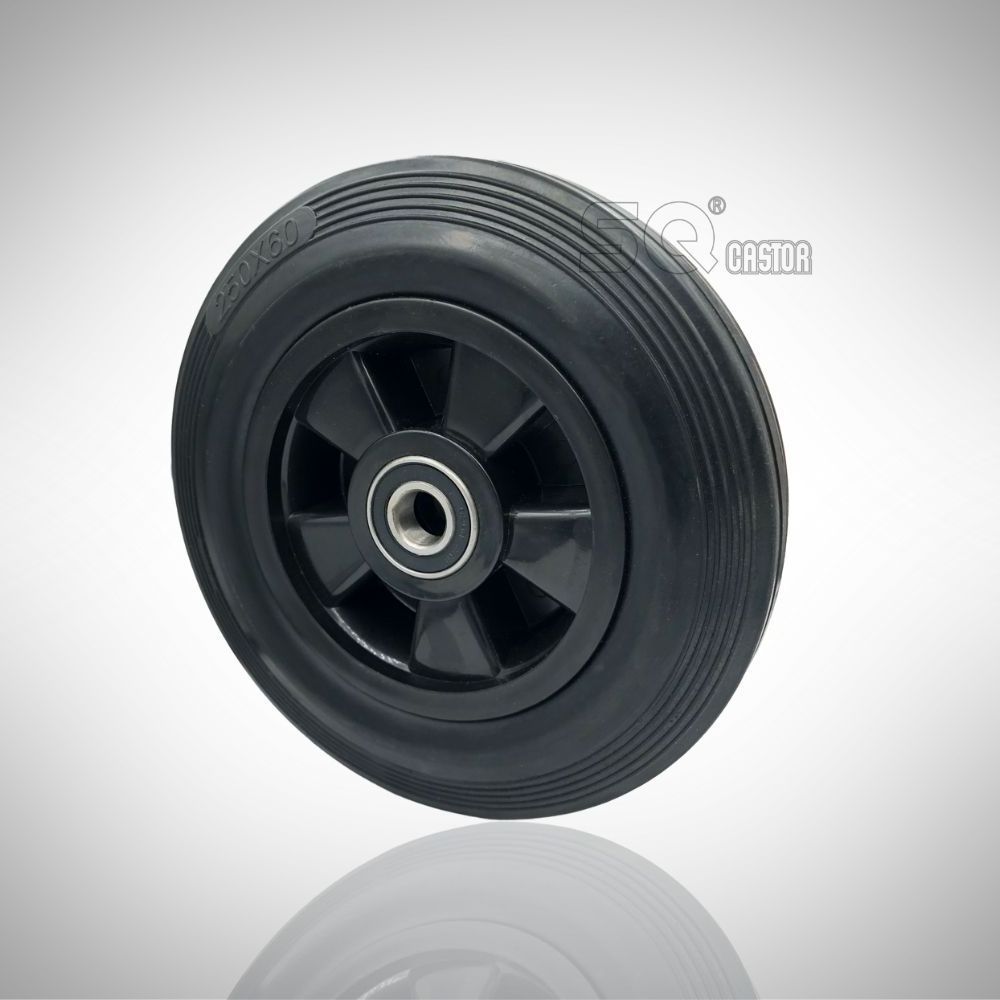 Black Wheel & Solid Rubber Tyre & Roller or Ball Bearing 160mm 6 Inch Fits Trailer Jockey Wheel