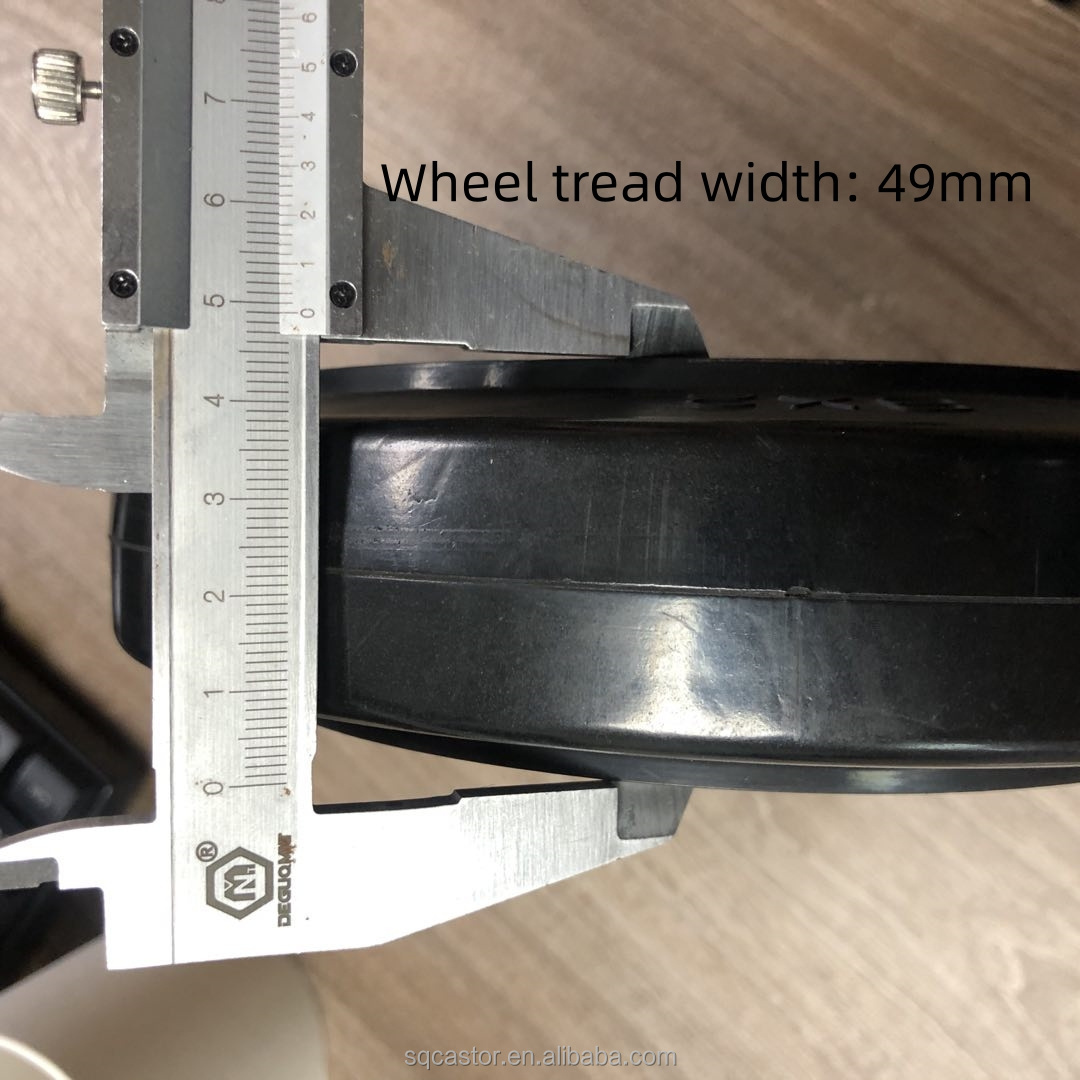 200x50mm Rubber wheel with cast iron core roller bearing 8 inch trolley Mold-on rubber wheels