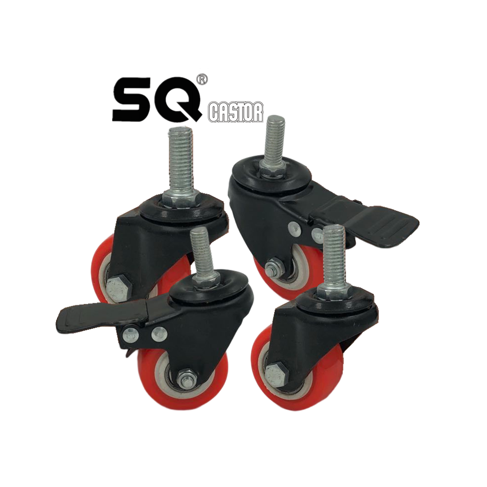 SQ 1.5inch 2 inch PVC swivel stem caster wheel with brake for furniture office chair