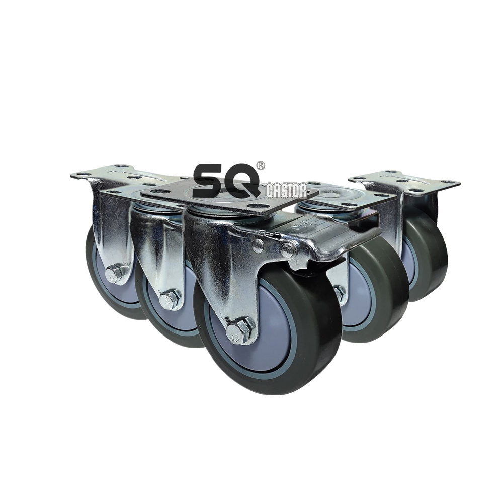 American Style 3 Inch Swivel Top Plate Grey Pu Casters Wheel With Double Ball Bearing 75mm Swivel Plastic Casters