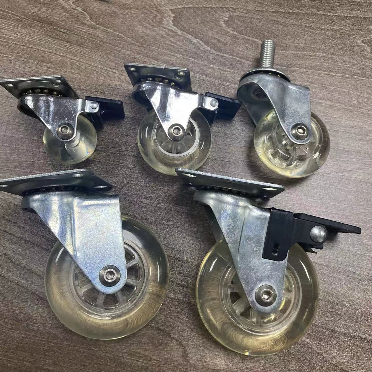 Transparent PU 1.5 2 2.5 3 4 Inch Wheels Swivel Threaded Stem With Brake Office Chair Castor Silent Furniture Caster wheel